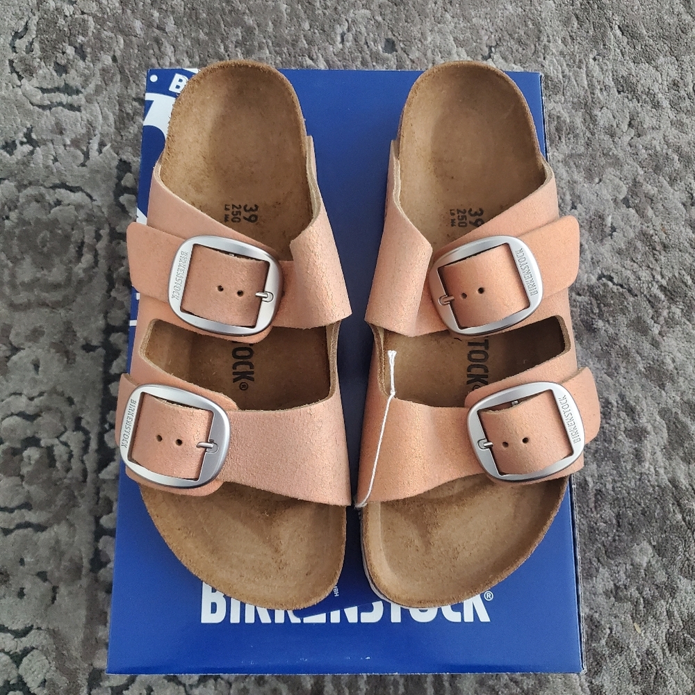 Birkenstock Arizona Big Buckle Leather Washed Metallic Copper Size 39 - Picture 8 of 12